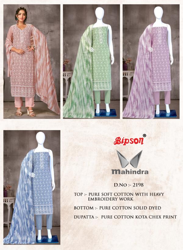 Bipson Mahindra 2198 Soft Cotton Embroidery Dress Material